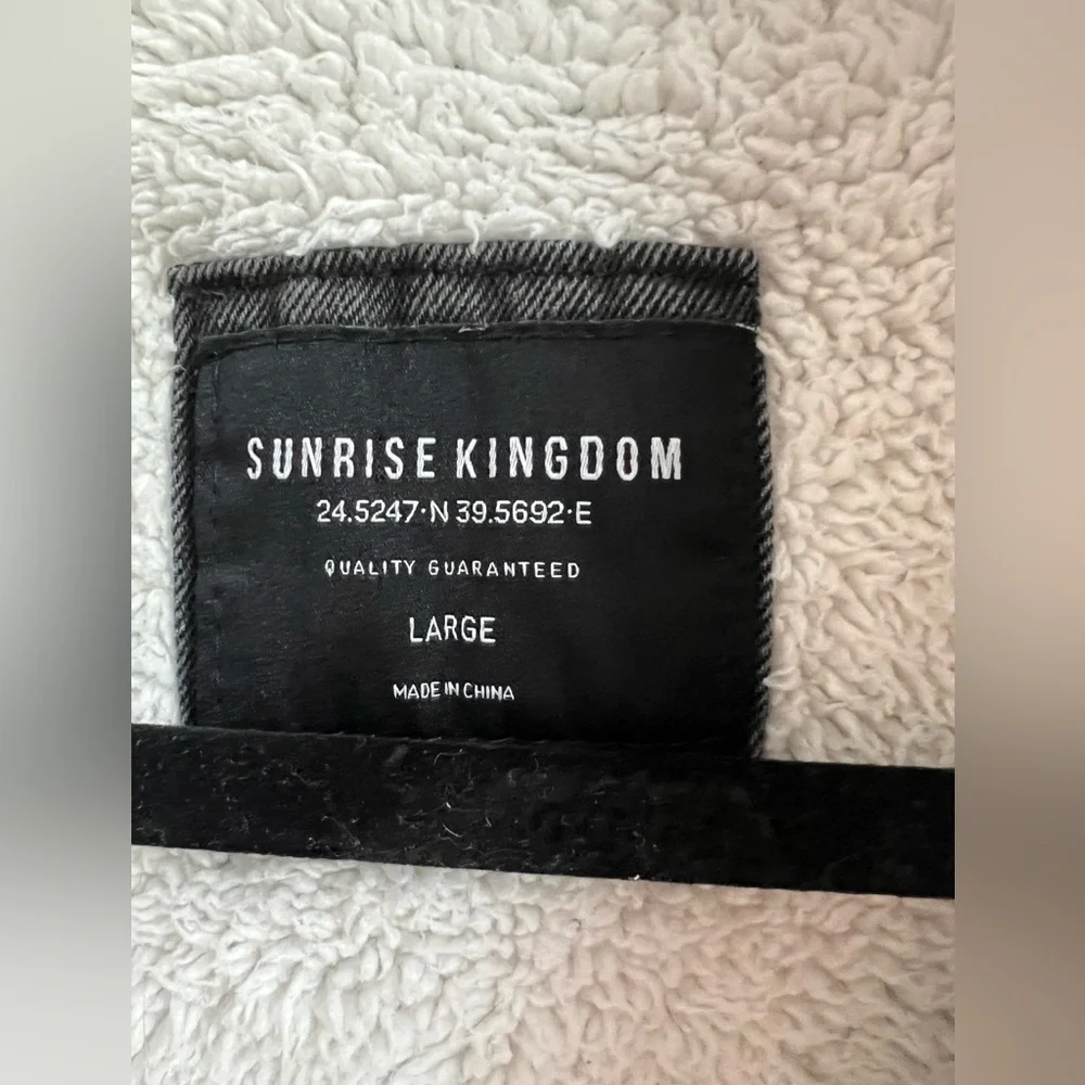 Sunrise Kingdom Men's Gray Sherpa Denim Jacket - Picture 3 of 4